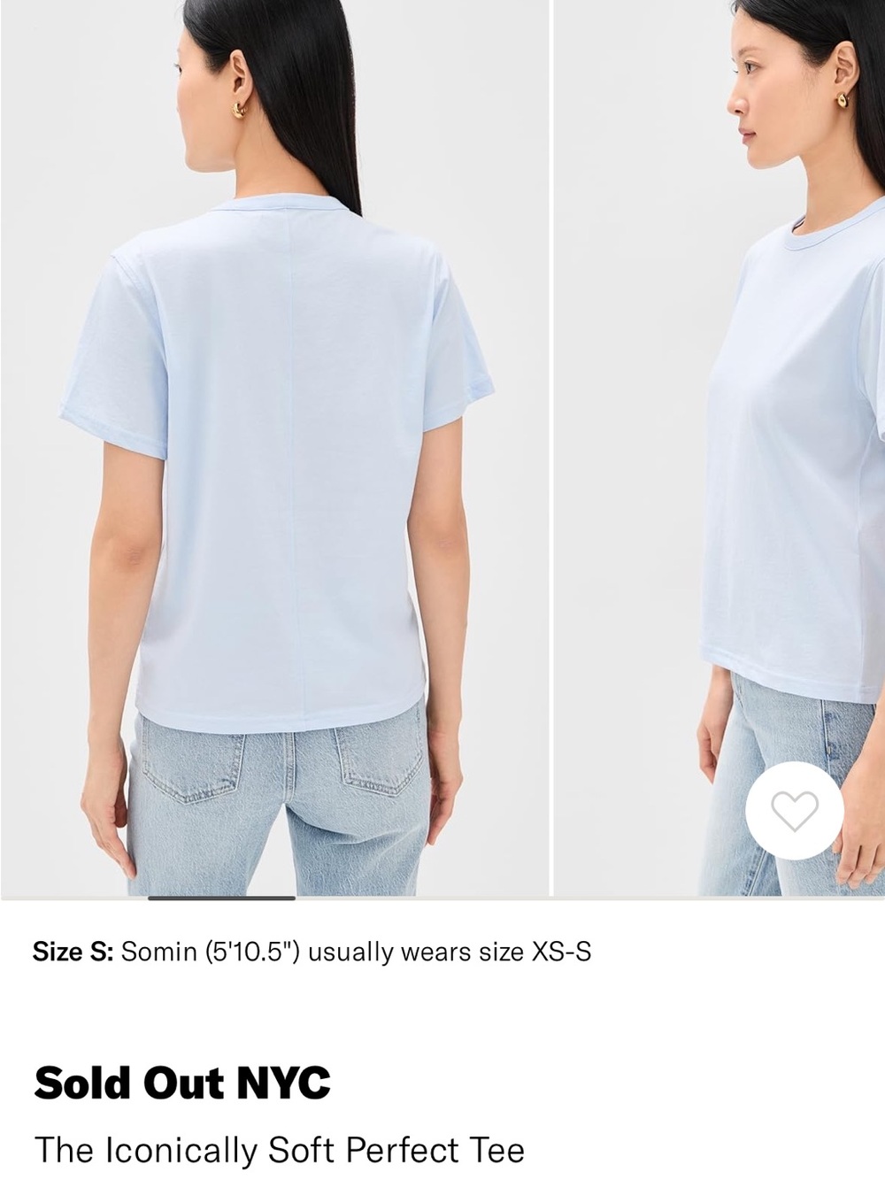 NWT Sold Out NYC The Iconically Soft Perfect Tee in azure size small - Picture 3 of 5